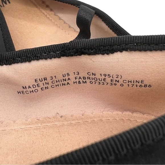 H&M Black Slip On Ballet Flats Size 13 Girl’s - Picture 4 of 8